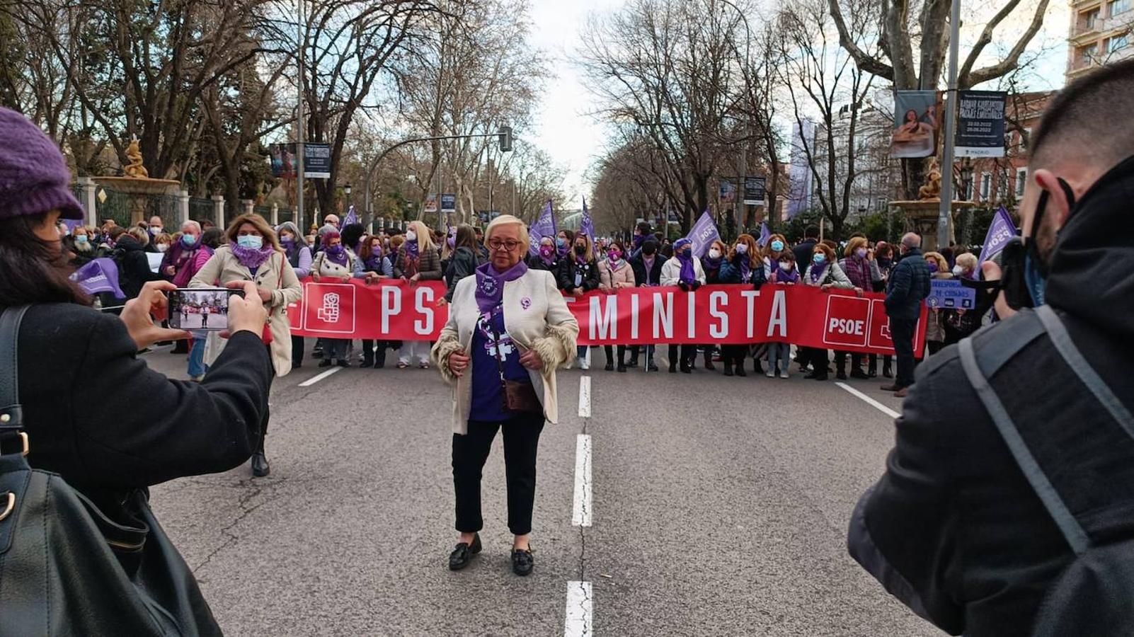 Integrantes del PSOE, en la manifestación de la Comsión 8M. 