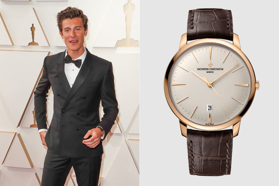 Shawn Mendes y Vacheron Constantin. El actor lució el reloj 'Patrimony', un modelo icónico de la casa en esta ocasión en oro rosa y piel, cuyo precio parte de los 20.000 euros y puede llegar a superar los 80.000 según sus diferentes características.