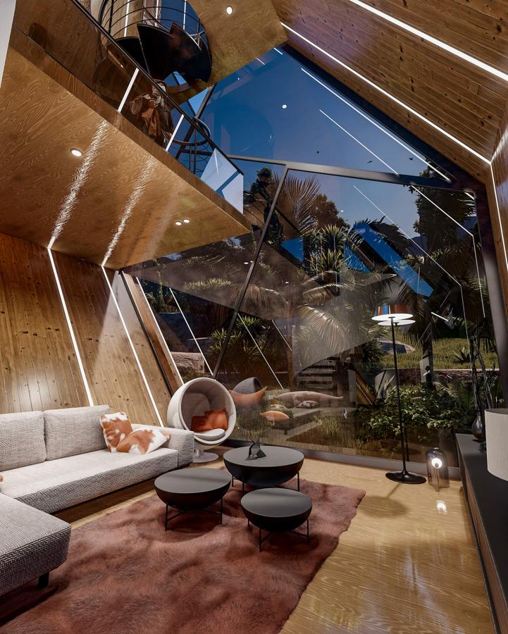 Así es 'Broken Diamond House'. Cada uno de los pisos tiene una altitud de tres metros con un total de cuatro