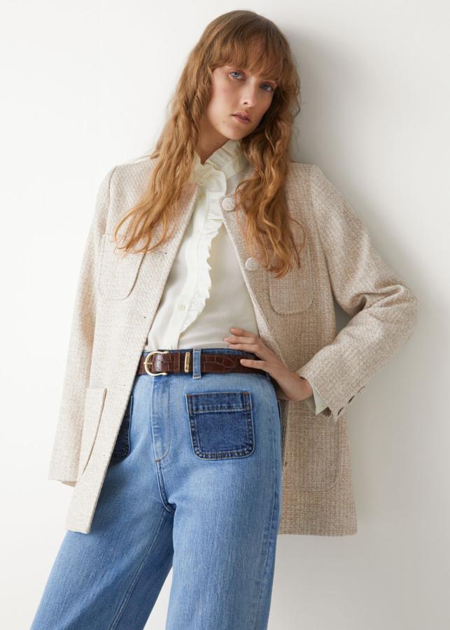 &amp; Other Stories - Chaquetas elegantes para el entretiempo. Chaqueta de tweed en color beige con cuello mao y múltiples bolsillos, de &amp; Other Stories. Precio: 129€.