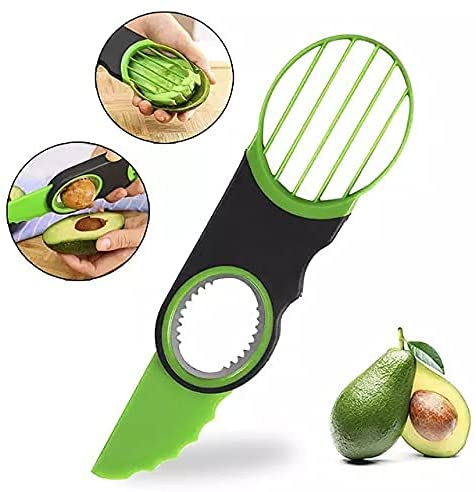 Cortador de aguacate. Este cortador de aguacate tres en uno de Genérico en <a href="https://www.amazon.es/CORTADOR-AGUACATE-PELADOR-REBANADOR-HERRAMIENTA/dp/B0987Z7C88" target="_blank">Amazon </a>aumenta tu velocidad de corte y está perfectamente diseñado para cortar los aguacates de forma segura al contrario de un cuchillo. Es fácil de usar porque cuenta con tres partes un cuchillo serrado para cortar fácilmente, unas cuchillas en forma de circulo para retirar el corazón y la tercera parte para separar la corteza de la pulpa.