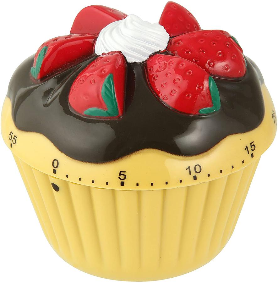 Temporizador. Para evitar que la comida se nos pase o se nos queme, siempre hay que tener a mano un buen temporizador. Este avisa como mucho a la hora y es ideal para controlar los tiempos de cocina, horneado, etc. Lo puedes encontrar en <a href="https://www.amazon.es/Zenker-41937-Temporizador-cupcake-marr%C3%B3n/dp/B008OE8074" target="_blank">Amazon</a>.