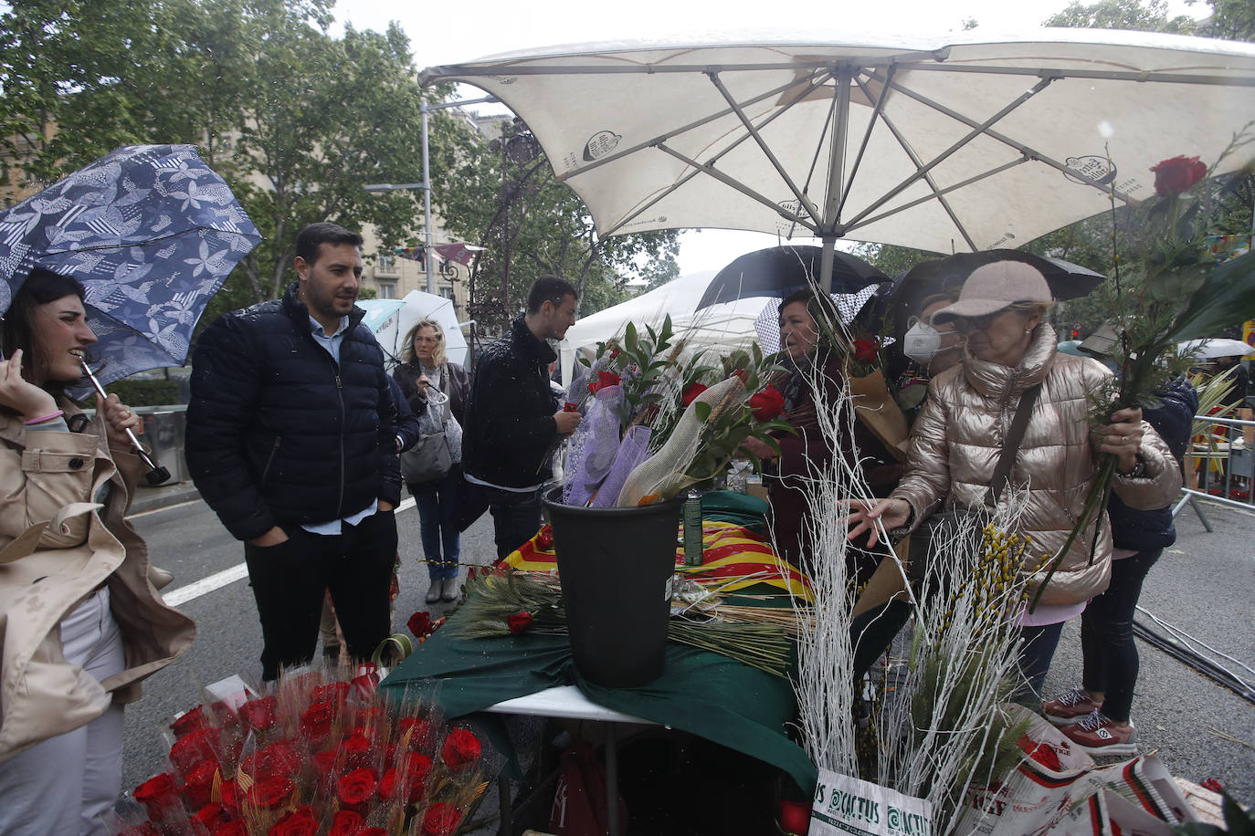 Libros, rosas y granizo: las mejores imágenes de Sant Jordi