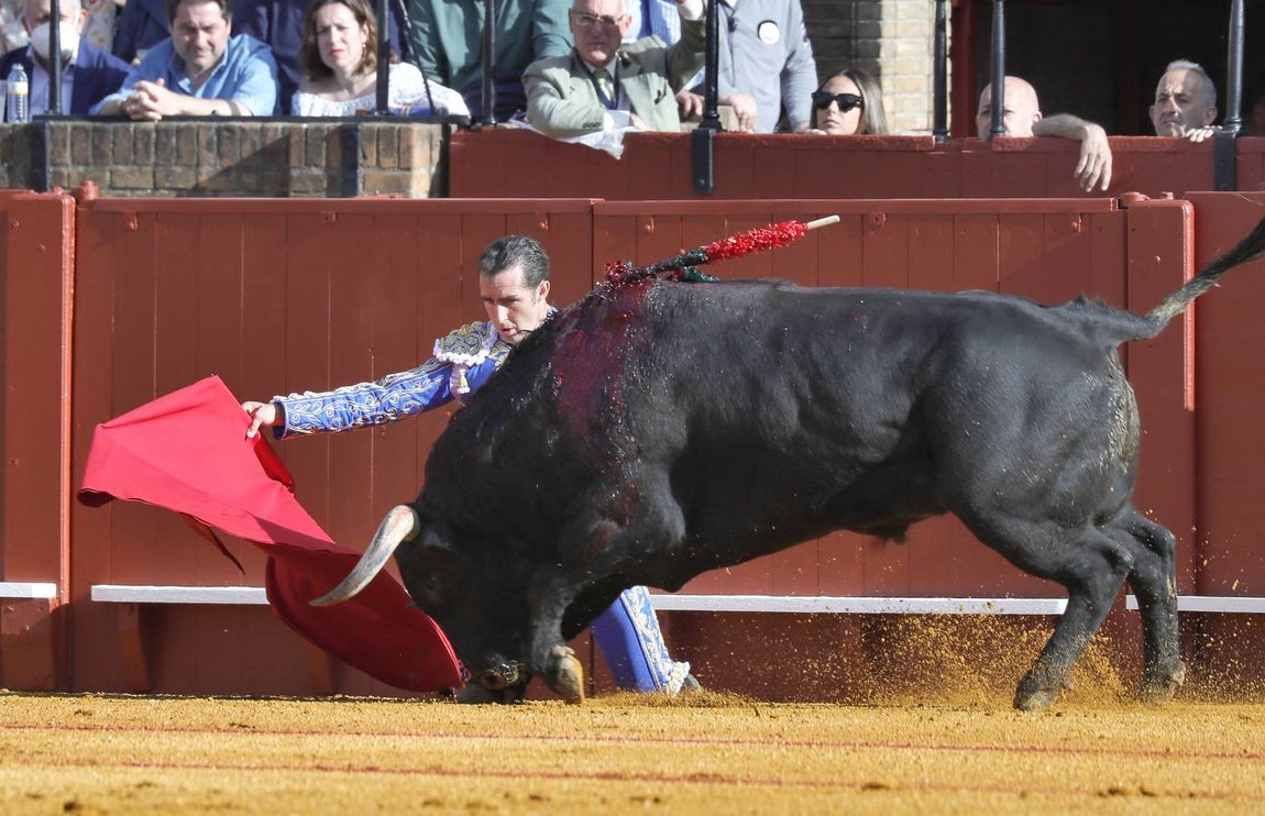 Corrida de toros de El Fandi, Perera y Luque en la plaza de toros de Sevilla en 2022. J.M. SERRANO