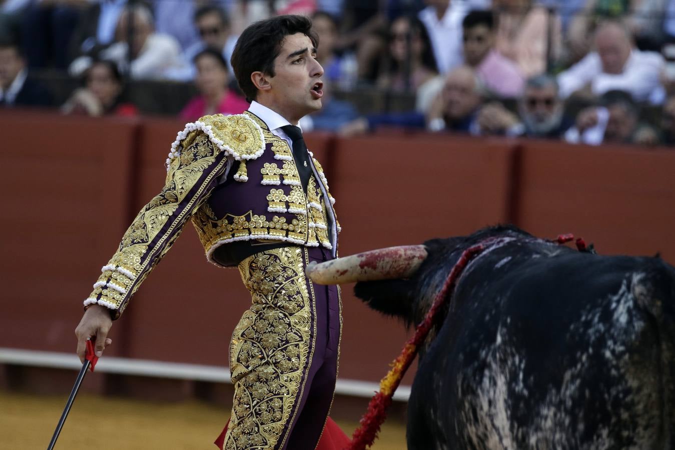 Álvaro Burdiel da la única vuelta al ruedo en la segunda novillada en la Maestranza