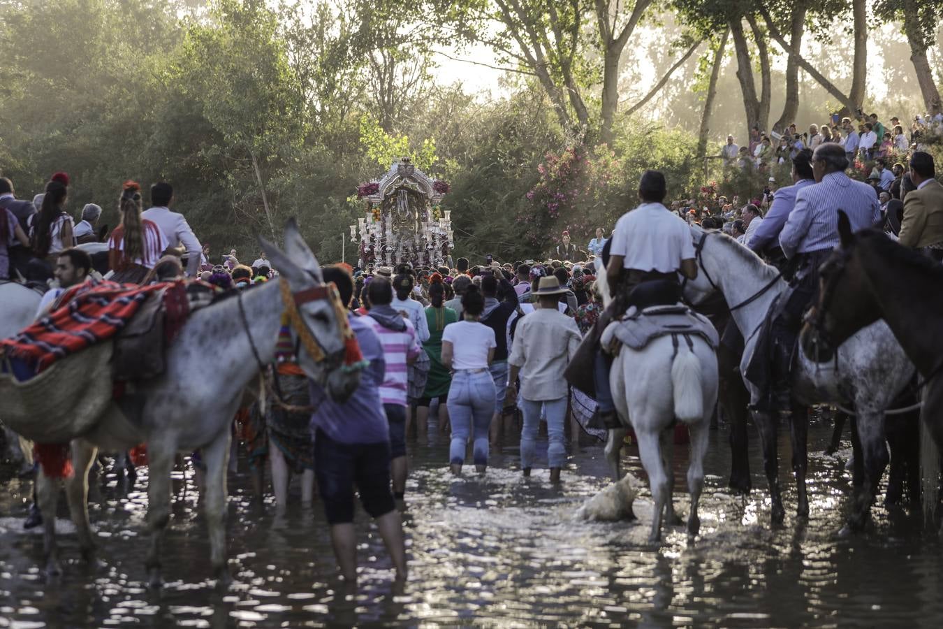 La Hermandad del Rocío de Triana a su paso por Quema