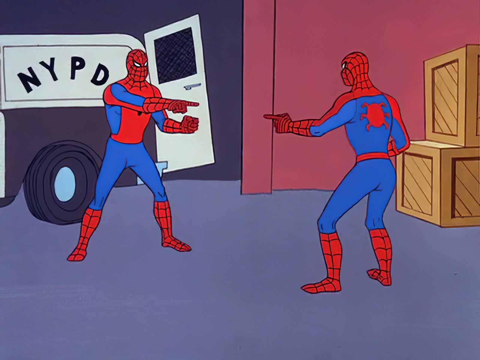 Habitual también en la conversación en redes, este meme se utiliza para ridiculizar sobre dos ideas o personas que se parecen bastante, o cuando alguien imita a alguien. La imagen pertenece a la serie animada de Spiderman cuando el superhéroe se encuentra con un doble. Su primer uso como meme data de 2010 en Tumblr.