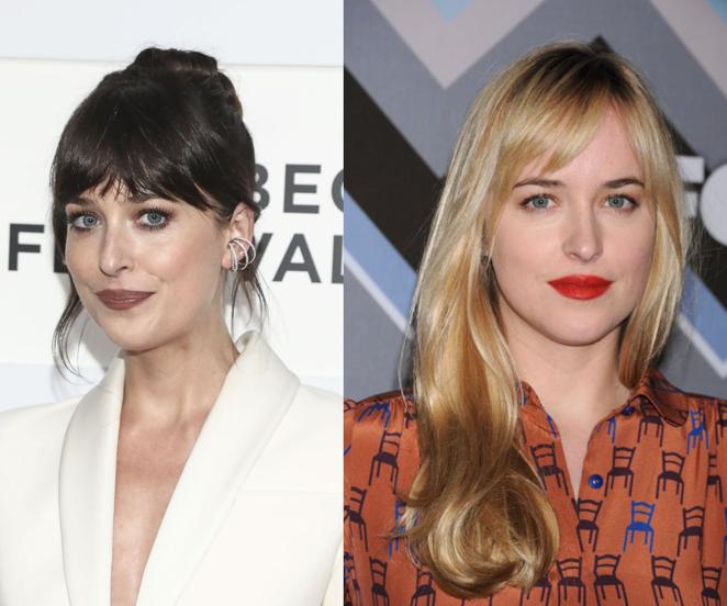 De morenas a rubias: Dakota Johnson. Dakota Johnson ha optado por oscurecer cada vez más su melena y luce actualmente un tono castaño casi negro, frente al rubio dorado que llevaba hace años.