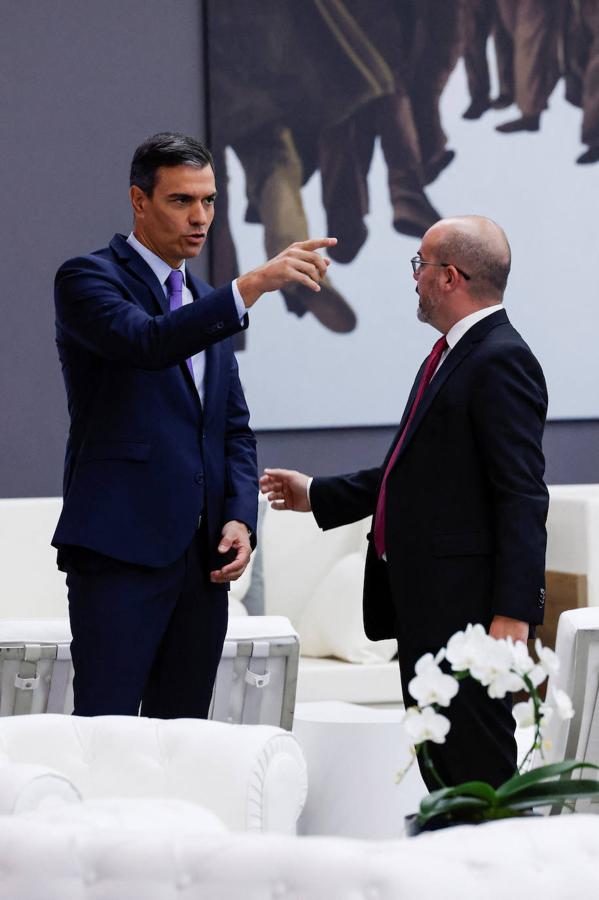 Pedro Sánchez en su llegada a IFEMA, donde se celebrará la cumbre de la OTAN.. 