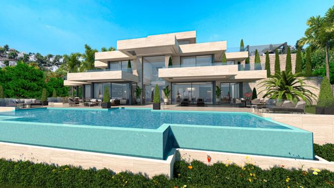 Una villa de lujo frente al mar en Jávea. Las diferentes estancias de la segunda planta cuentan con acceso directo a grandes terrazas con paredes de vidrio en la que sentarse a descansar y a contemplar las vistas.