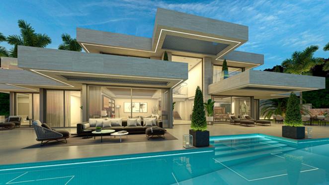 Una villa de lujo frente al mar en Jávea. La zona exterior incluye una piscina infinita, solárium, varias zonas de descanso al aire libre, una zona de comedor con una gran mesa con capacidad para hasta diez personas y un área de bar con una fogata con sofás en la que relajarse con amigos y familiares.