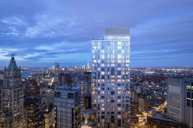 Así es el nuevo edificio de Amancio Ortega. Situado en el número 19 de Dutch Street, en pleno corazón financiero de Nueva York, esta torre de 64 pisos destaca por su estructura exterior revestida de vidrio.