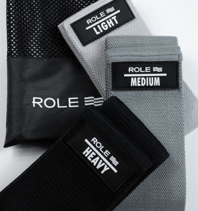 Bandas elásticas. Pack de tres bandas de resistencia para piernas, brazos y cadera de Role.