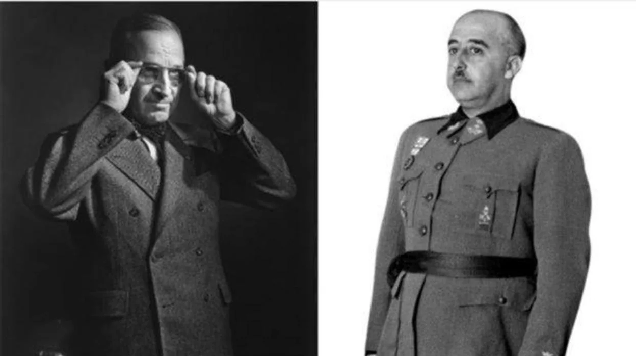 Imagen del presidente de Estados Unidos, Truman, a la izquierda, con Franco