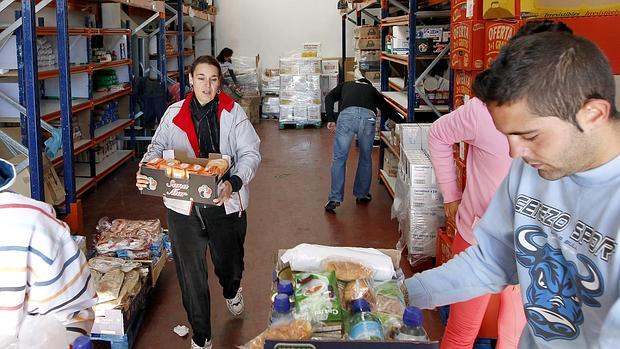 Voluntarios en la recogida de alimentos