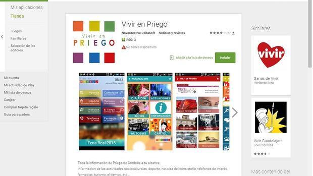 Página de Vivir en Priego, cuya app permite opinar de los presupuestos