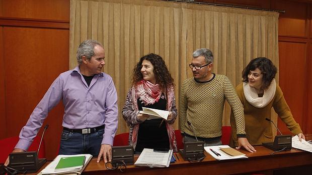 Los concejales de Ganemos Córdoba, en un pleno del Ayuntamiento