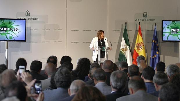 Susana Díaz, ayer en la presentadión del Plan de Investigación de la Junta