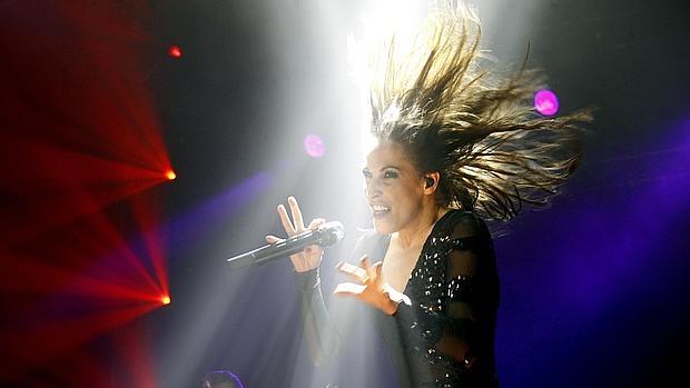 Malú durante su último concierto en Córdoba, en octubre de 2014 en El Fontanar