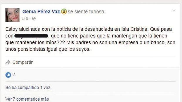 Mensaje en las redes de la hija del propietario de la casa