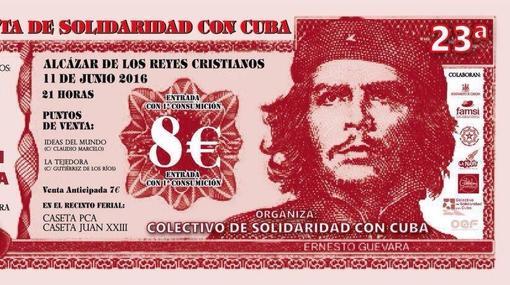 Ticket de entrada para la Fiesta en Solidaridad con Cuba