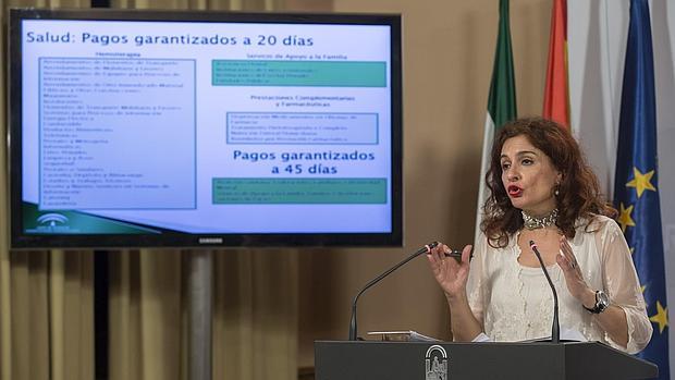 La consejera de Hacienda, María Jesús Montero, en la rueda de prensa posterior al Consejo de Gobierno