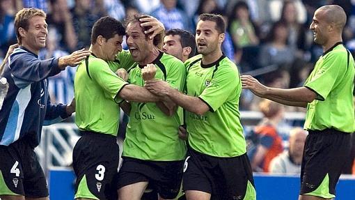 Pineda celebra el gol del Córdoba ante la Real