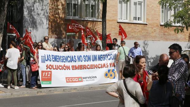 Protesta de trabajadores sanitarios, ayer