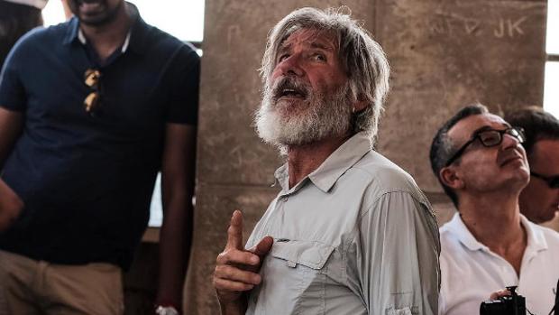 Harrison Ford, durante su visita a la Giralda este lunes