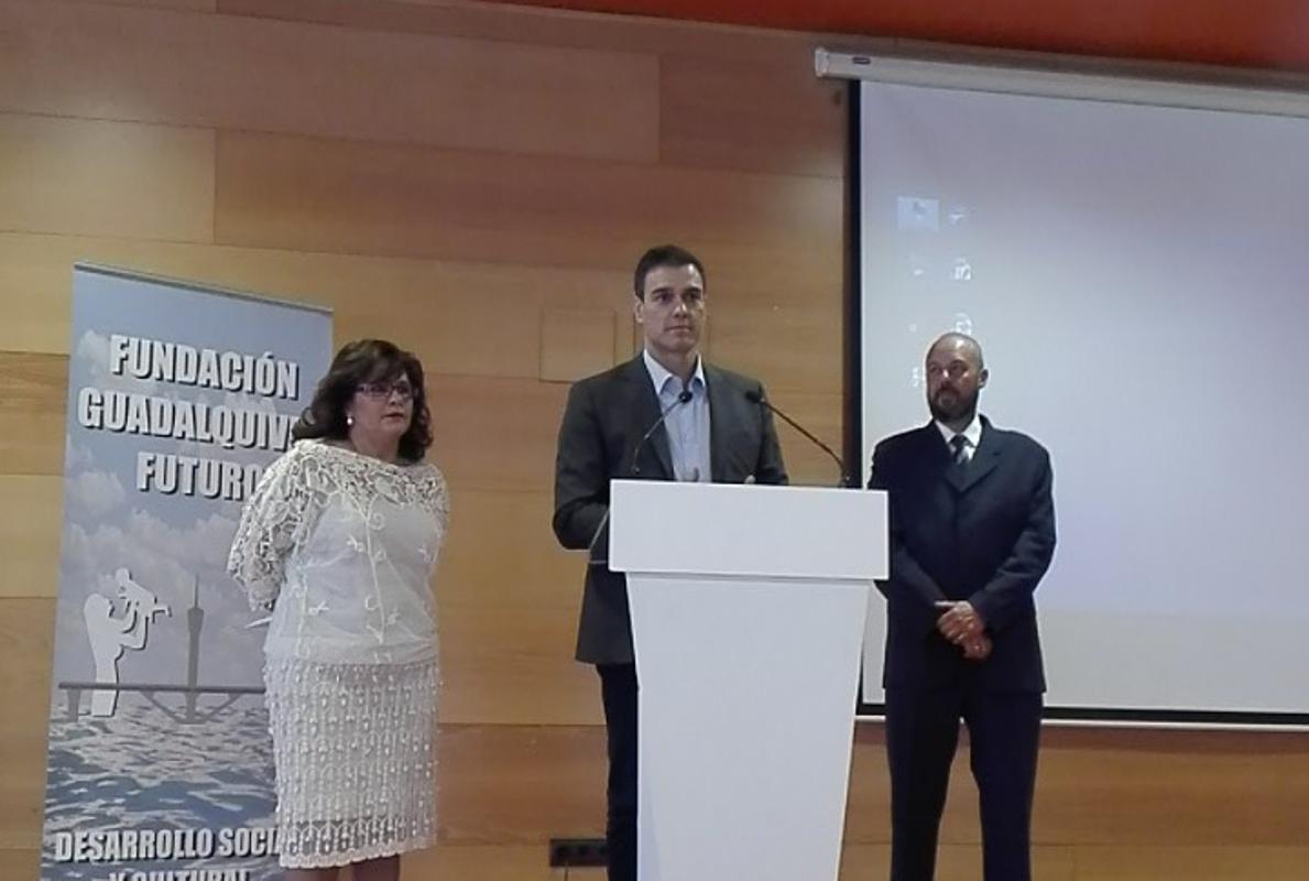 Ángeles Muñoz, presidenta de Guadalquivir Futuro, en un acto de la Fundación con Pedro Sánchez