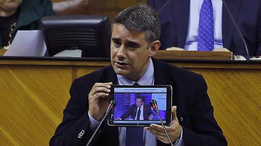 Moreno Yagüe, durante una intervención en el Pleno del Parlamento