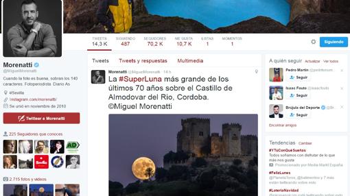 Captura de pantalla del perfil de Twitter del fotógrafo