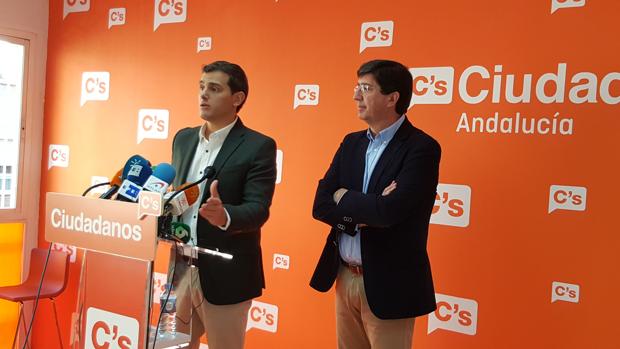 Albert Rivera junto a Juan Marín en la nueva sede de Ciudadanos en Andalucía