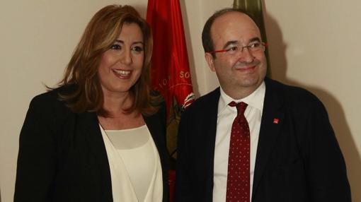 Susana Díaz y Miquel Iceta, reunidos este jueves en la sede del PSOE andaluz