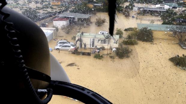 Viviendas anegadas en la provincia de Málaga desde un helicóptero de rescate