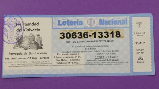 Participación de lotería del Niño del Calvario