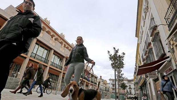 Paseantes por la remodelada calle de Capitulares