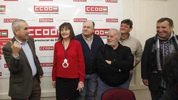 Marina Borrego junto a Rafael Rodríguez en la sede de CCOO