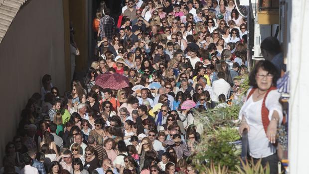 Penitentes tras el Señor Rescatado un Domingo de Ramos