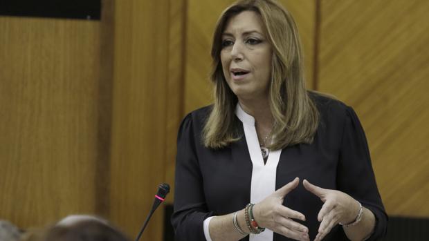 La presidenta de la Junta, Susana Díaz, este jueves en el Parlamento