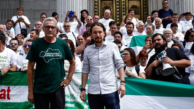 Pablo Iglesias y Diego Cañamero en apoyo a los derechos de los jornaleros