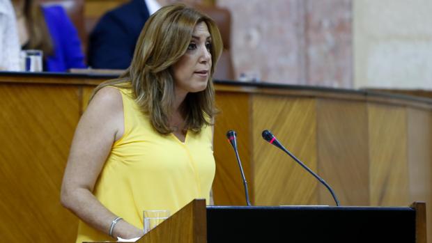 La presidenta de la Junta, Susana Díaz, este miércoles en el Parlamento