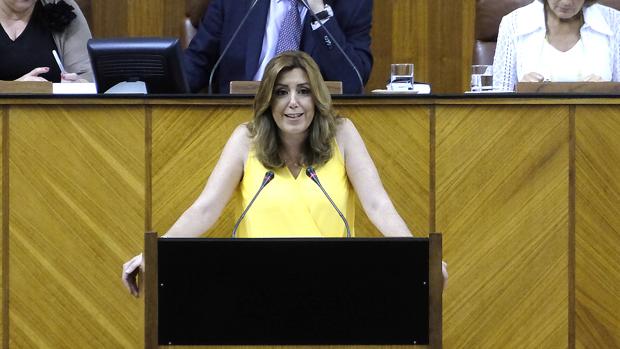 Susana Díaz, ayer en el Parlamento