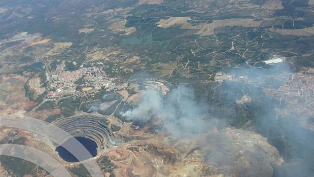 Lugar del incendio junto a la mina de Riotinto