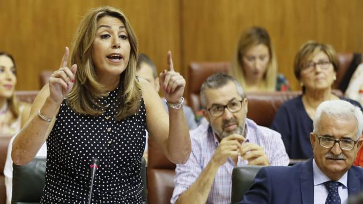 Susana Díaz durante la sesión de control