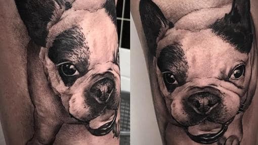 Tatuaje de un bulldog francés realizado en este establecimiento