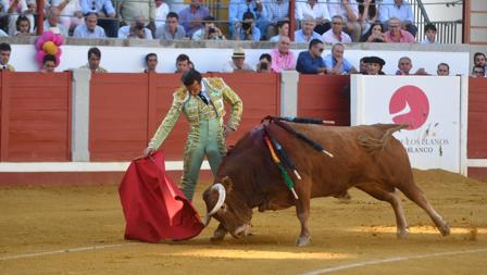 David Mora, esta tarde durante la corrida en el Coso de los Llanos