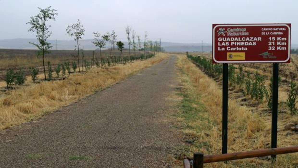 Arranque de la vía verde junto a la estación de Valchillón