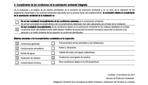 Captura del informe de Medio Ambiente