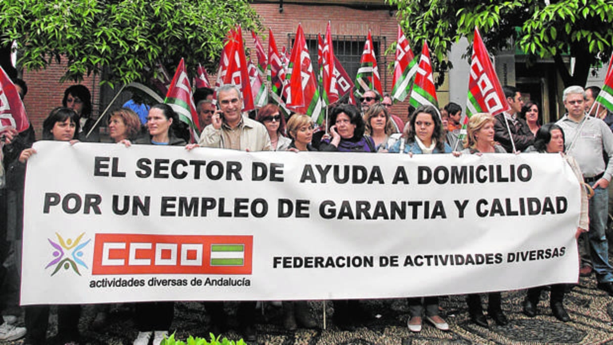 Protesta sindical de trabajadores de la ayuda a domicilio